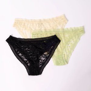 FREE PEOPLE Daisy Lace Bikini Undies 3-Pack / Assorted